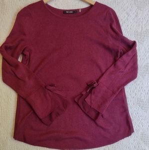 Nic+Zoe Mixed Media Sweater Cotton Blend Burgundy